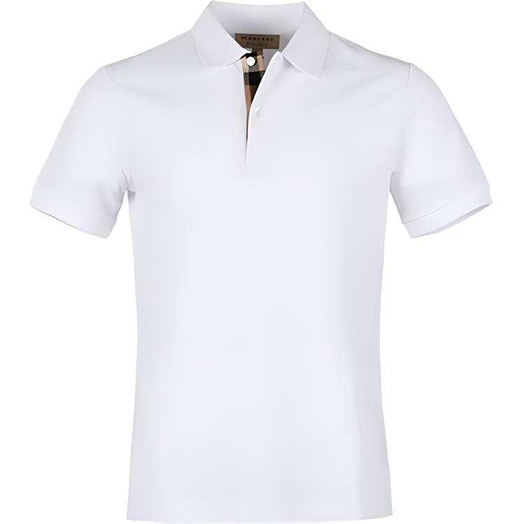 Burberry Lapel Cardigan Short Sleeve Polo Shirt White