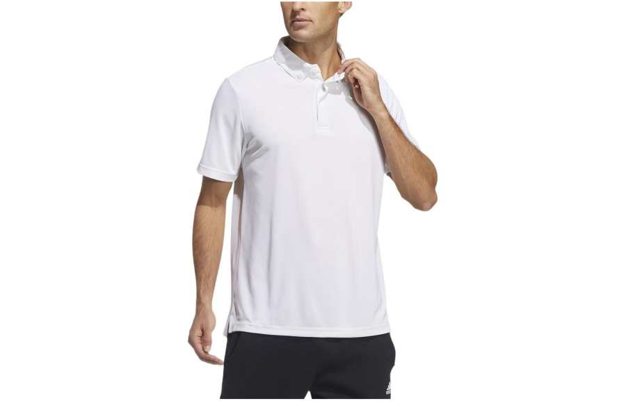Adidas Adidas Polo Shirts Men's White Polo Collar Moderate Straight Fit