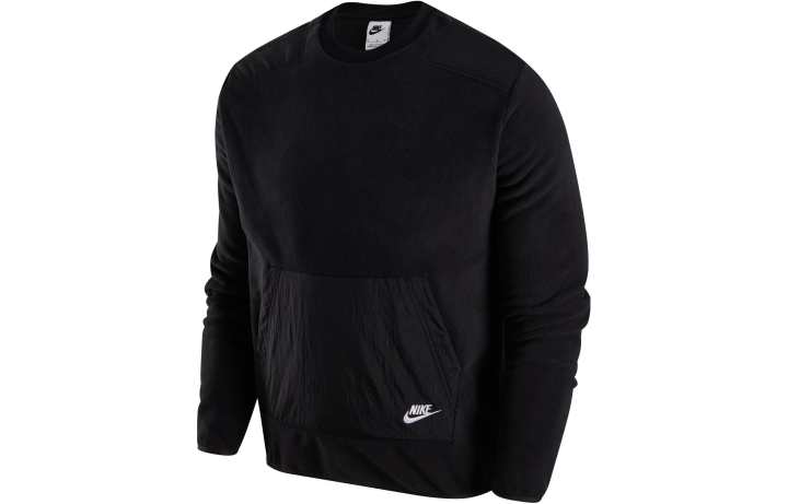 Nike Nike Sportswear Solid Color Panel Fabric Fleece Lined Crew Neck Long Sleeved Sweatshirt Men's Black Green