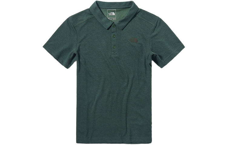 THE NORTH FACE Polo Shirts Men's Green Polo Collar Moderate Straight Fit