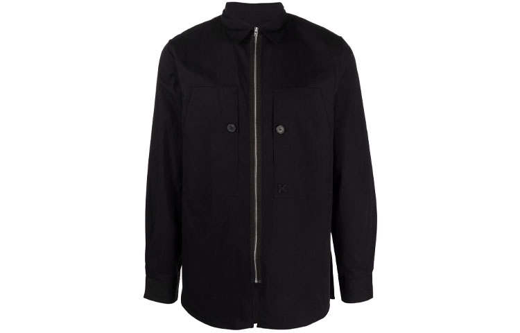 KENZO Shirts Men's Black Square Collar Moderate Shirt