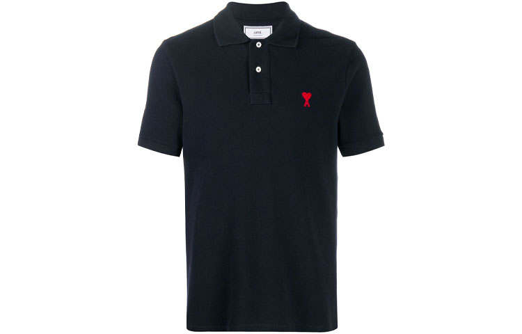 AMIPARIS Polo Shirts Men's Ocean Blue Polo Collar Moderate Straight Fit