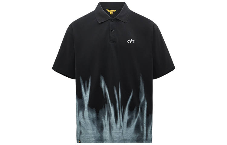 CAT Polo Shirts Unisex Black Polo Collar Moderate Straight Fit