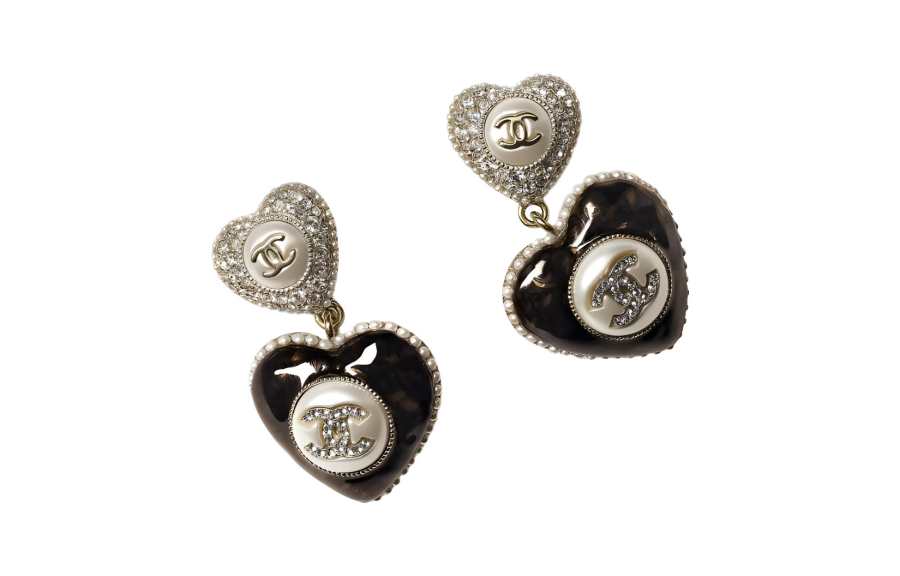 CHANEL Glazed Pearls, Rhinestone Earrings Women's Black