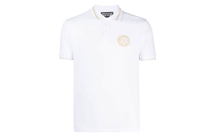 VERSACE JEANS COUTURE Polo Shirts Men's White Polo Collar Moderate