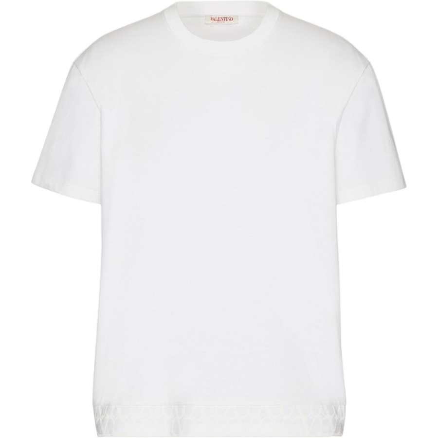 Valentino T Shirts Men's White Crew Neck Moderate Straight Fit