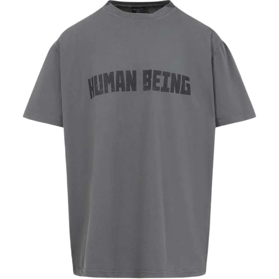 Balenciaga Slogan Printed Crewneck T Shirt