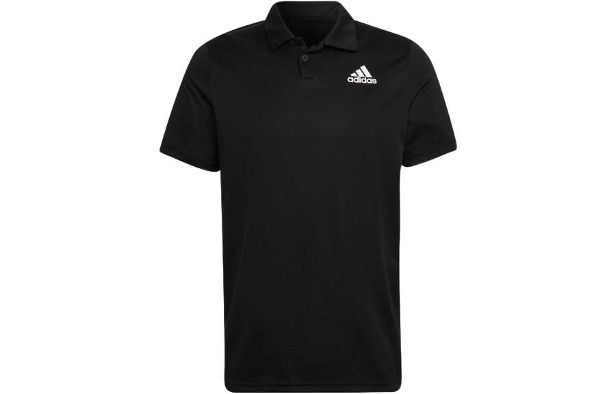 Adidas Adidas Polo Shirts Men's Black Polo Collar Moderate Straight Fit