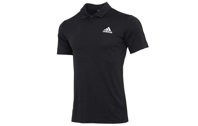 Adidas Adidas Polo Shirts Men's Black Polo Collar Moderate Straight Fit