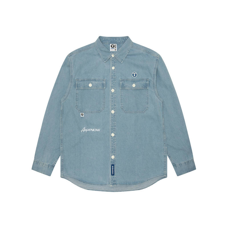 Aape Aape logo-appliqué denim shirt