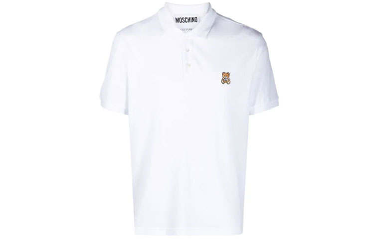MOSCHINO Polo Shirts Men's White Polo Collar Moderate Straight Fit