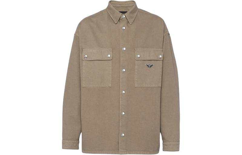 PRADA PRADA Shirts Men's Khaki Pointed Collar Moderate Other