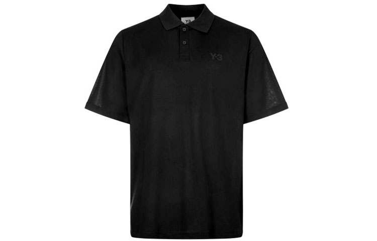 Y-3 Y 3 Polo Shirts Men's Black Polo Collar Moderate Straight Fit