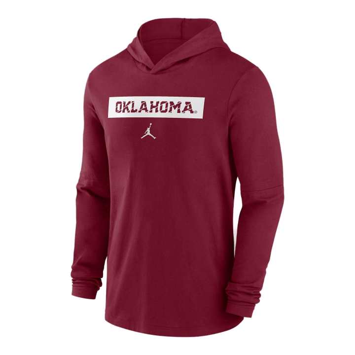 Jordan Nike Oklahoma Sooners Sideline Men's Nike Dri-FIT College Long-Sleeve Hooded Top