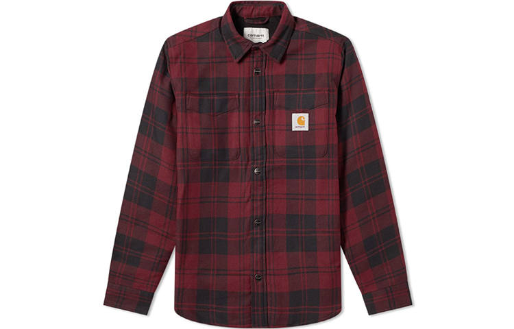 Carhartt WIP Shirts Men's Red Black Plaid Lapel Moderate Other