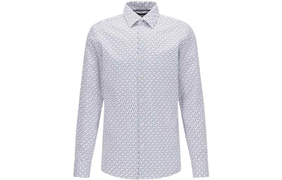 HUGO BOSS Shirts Men's White Lapel Moderate