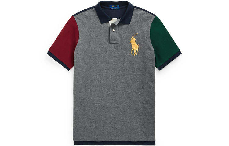 Polo Ralph Lauren Big Pony Polo Shirt Custom Slim Fit Men's Gray Multicolor