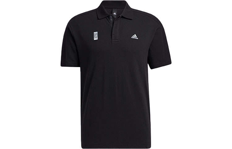 Adidas Adidas Polo Shirts Men's Black Polo Collar Moderate Straight Fit