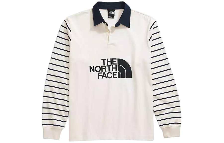 The North Face striped-arm logo-print polo shirt