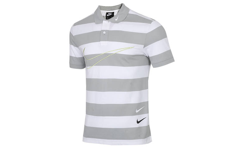 Nike Nike Polo Shirts Men's Light Gray White Polo Collar Moderate Straight Fit