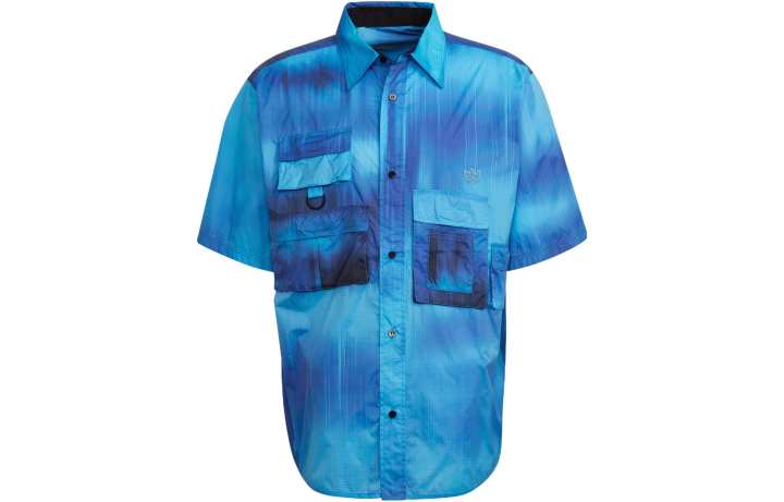 Adidas Adidas Shirts Men's Blue Lapel Moderate Straight Fit