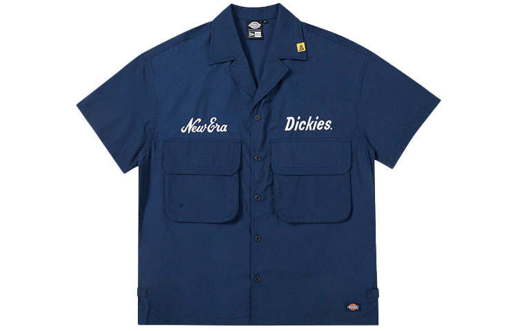 New Era X Dickies Shirts Unisex Navy Blue Cuban Collar Moderate Workwear
