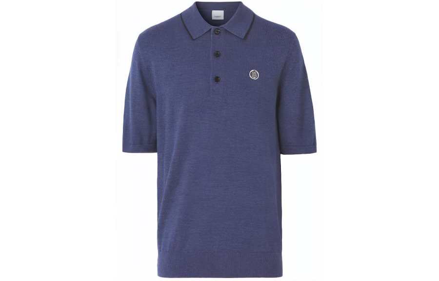 Burberry Polo Shirts Men's Blue Polo Collar Moderate Straight Fit