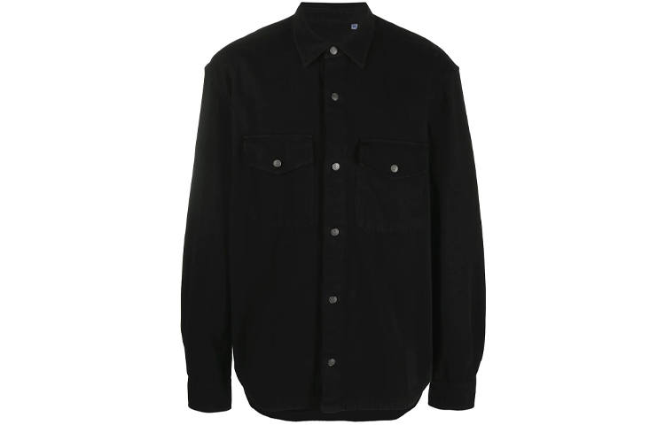 KENZO Shirts Men's Black Lapel Moderate Shirt
