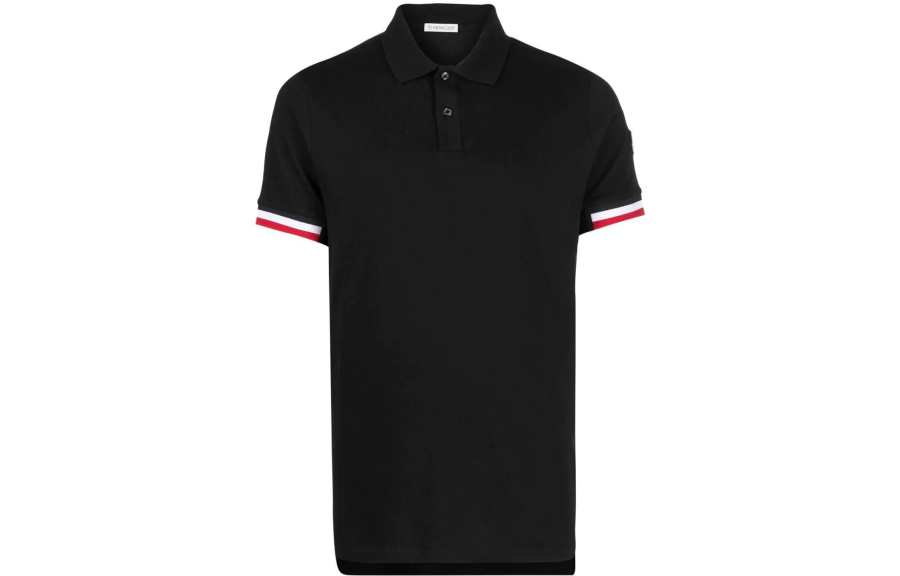 Moncler SS22 Polo Shirts Men's Black Polo Collar Moderate Other