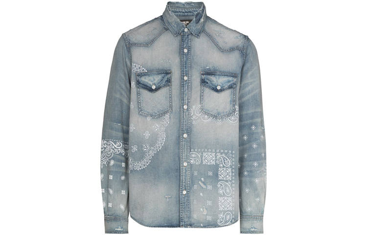 AMIRI Bandana Print Denim Shirt
