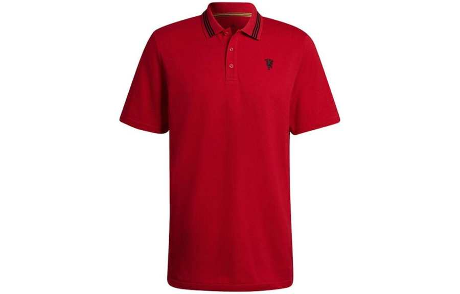 Adidas Adidas Manchester United Polo Shirts Men's Red Polo Collar Moderate Straight Fit