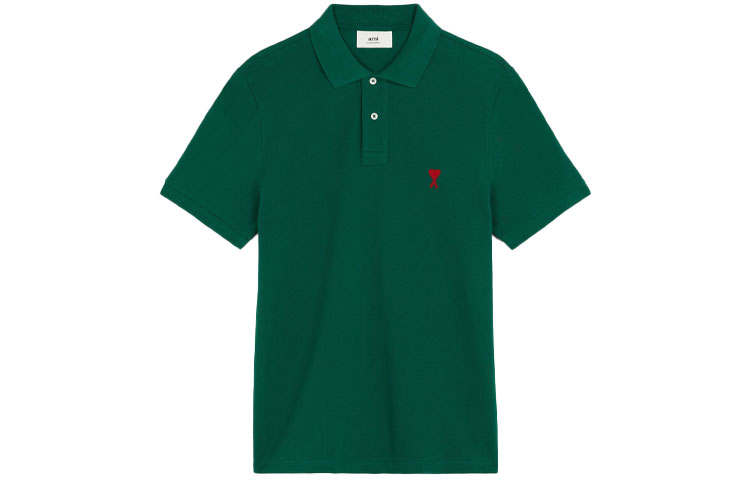 AMIPARIS Polo Shirts Men's Dark Green Polo Collar Moderate Straight Fit