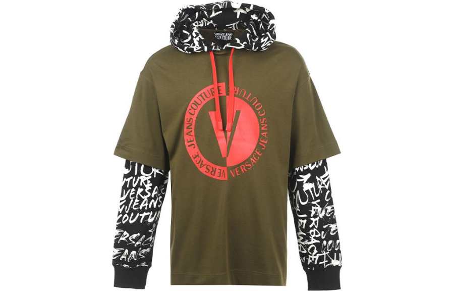 VERSACE JEANS COUTURE Sweatshirts Men's Green Hooded Moderate Regular