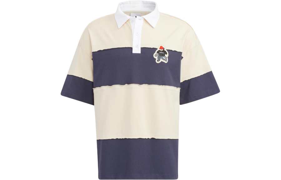 adidas originals CHARR Cartoon Striped Colorblock Polo Shirt Yellow