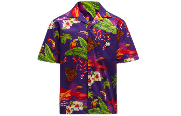 MONCLER GENIUS Moncler X Palm Angels Hawaiian Print Short Sleeve Shirt