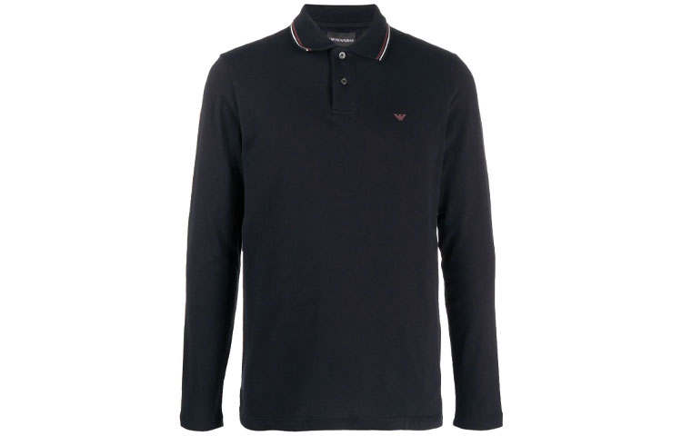 EMPORIO ARMANI Longsleeved Logo-print Polo Shirt