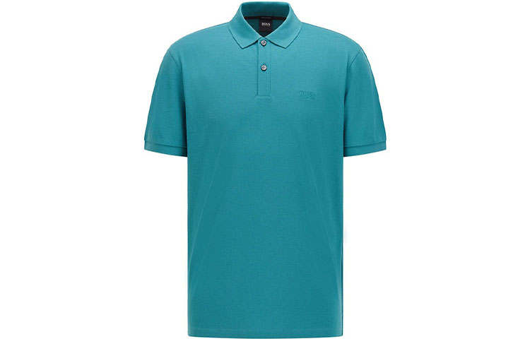 HUGO BOSS Polo Shirts Men's Turquoise Blue Polo Collar Moderate Straight Fit
