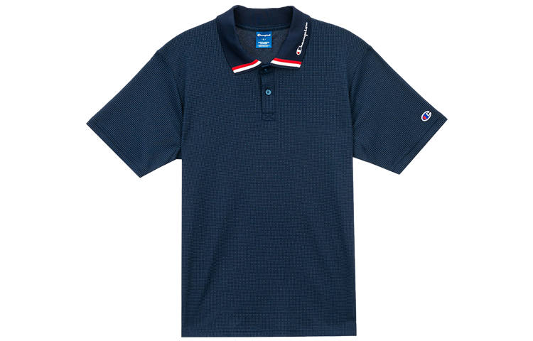 Champion Polo Shirts Unisex Navy Blue Polo Collar Moderate Straight Fit