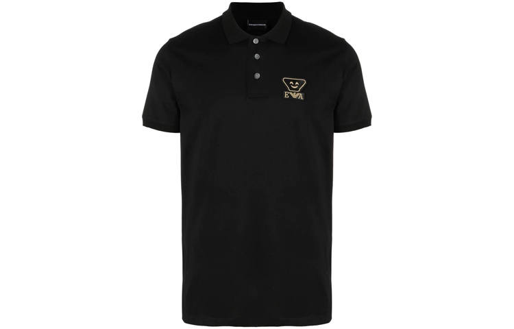 EMPORIO ARMANI Polo Shirts Men's Black Polo Collar Moderate Straight Fit