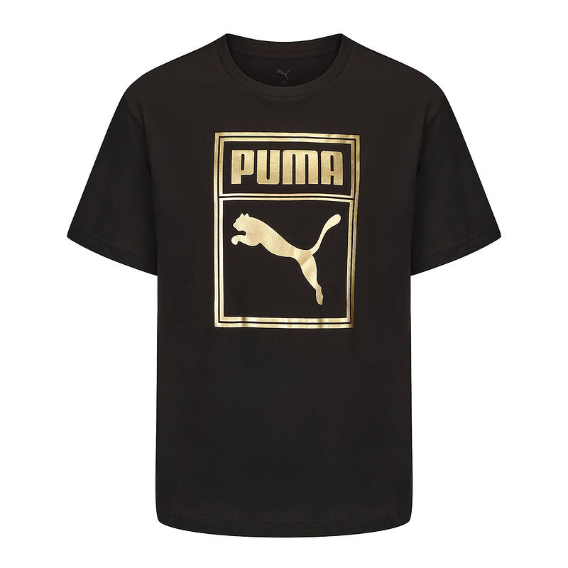 PUMA T Shirts Unisex Black Crew Neck Moderate Straight Fit