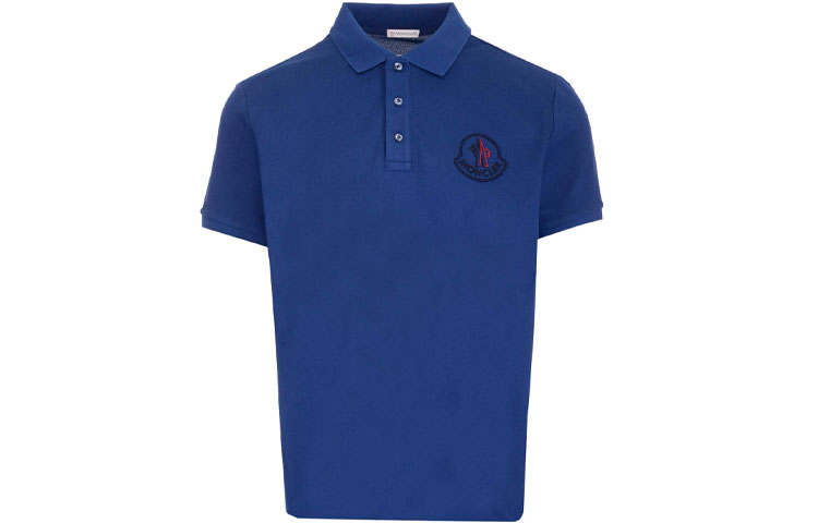 Moncler SS22 Polo Shirts Men's Blue Polo Collar Moderate Straight Fit