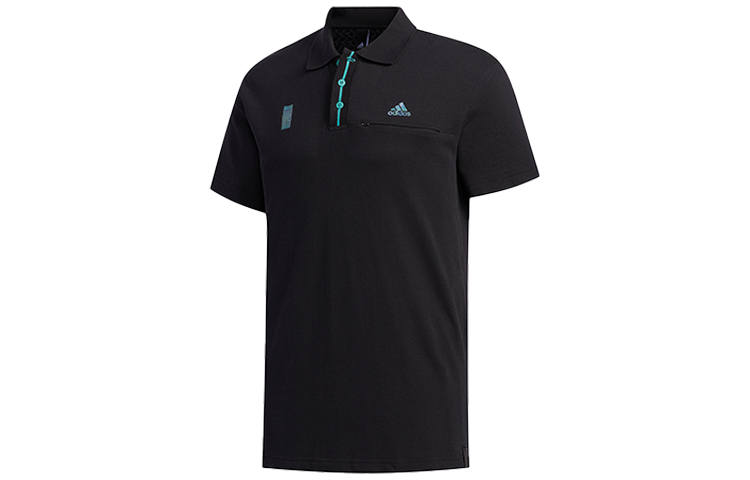 Adidas Adidas Polo Shirts Men's Black Polo Collar Moderate Straight Fit