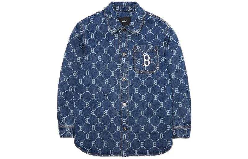 MLB MLB Old Flower Shirts Unisex Blue Lapel Moderate