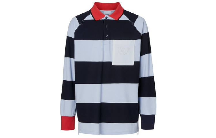 Burberry Polo Shirts Men's Blue Polo Collar Moderate Straight Fit