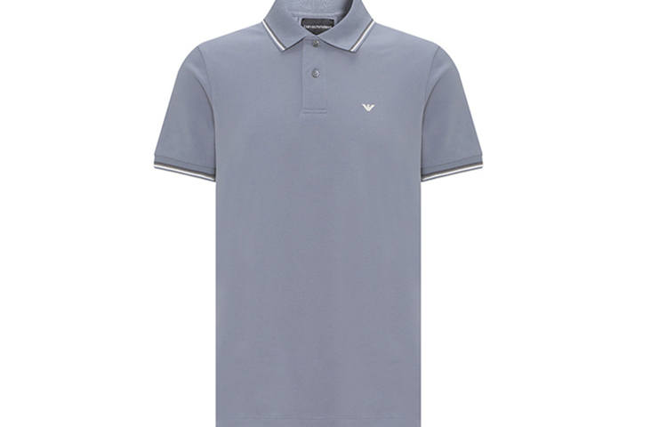 EMPORIO ARMANI SS22 Polo Shirt Men's Gray Blue