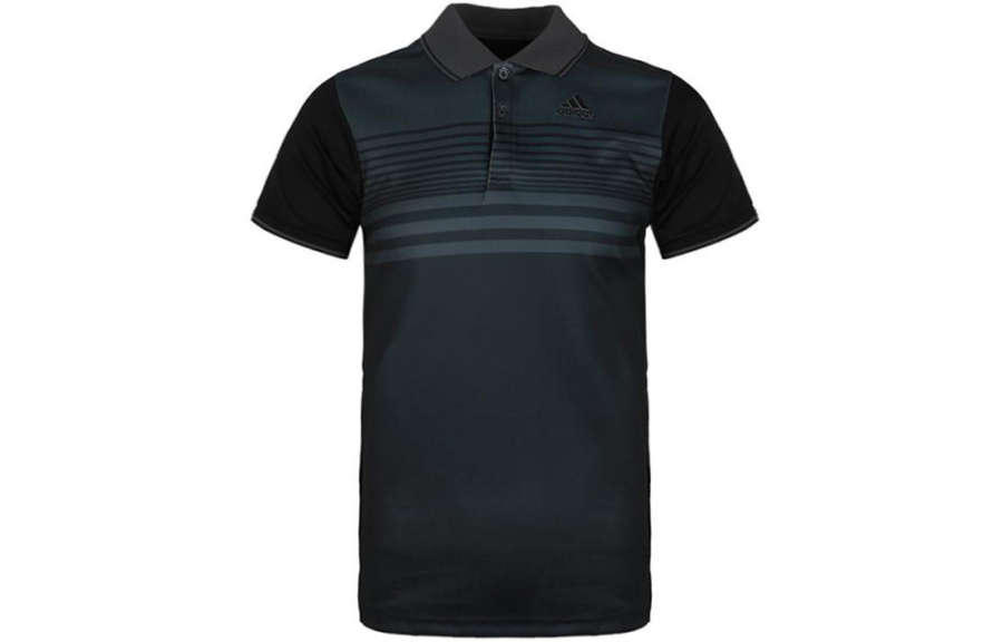 Adidas Adidas Polo Shirts Men's Black Polo Collar Moderate Straight Fit