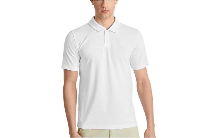 THE NORTH FACE Polo Shirts Men's White Polo Collar Moderate Straight Fit