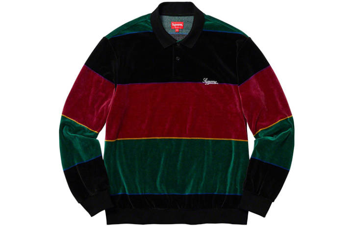 Supreme Supreme Stripe Velour L/S Polo