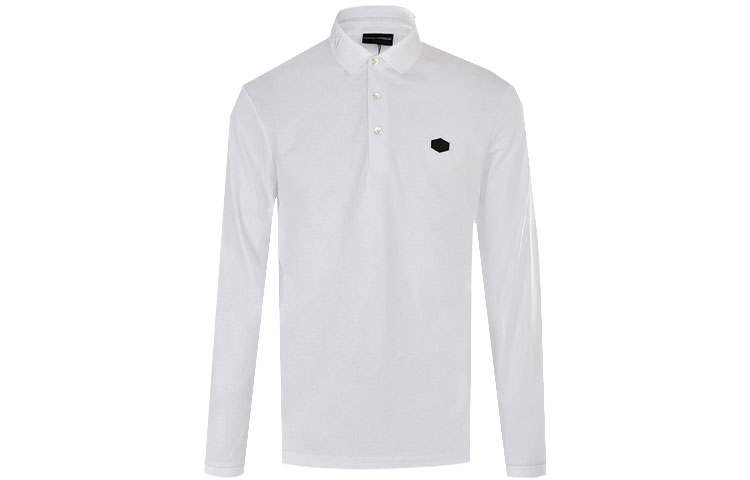 EMPORIO ARMANI Polo Shirts Men's White Polo Collar Moderate Straight Fit