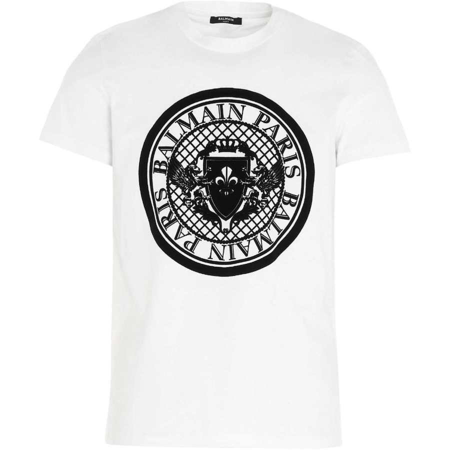 BALMAIN T Shirts Men's White Crew Neck Moderate Straight Fit